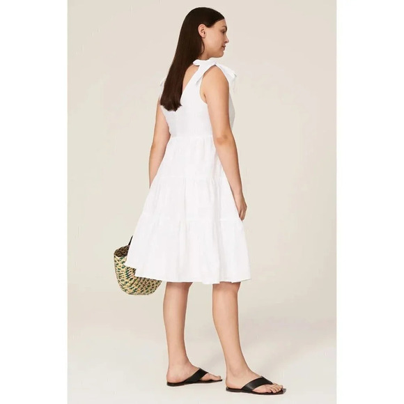 Peter Som Collective Tiered Dress in White Womens Cotton A-line - Picture 12 of 13